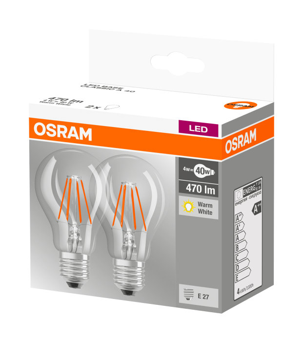 Normallampa LED Filament 4W 2-pack Osram